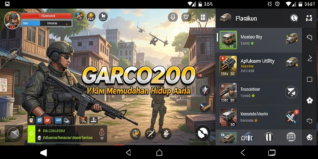 Tampilan utama aplikasi GARCO200 dengan berbagai fungsi utility.