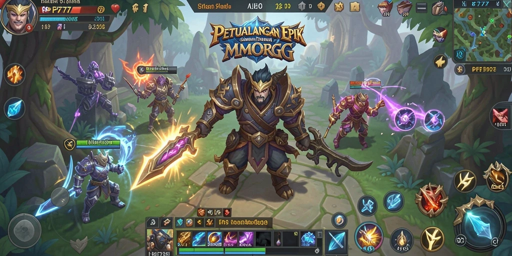 Tangkapan layar PF777 menunjukkan aksi seru dalam pertempuran MMORPG yang dinamis.