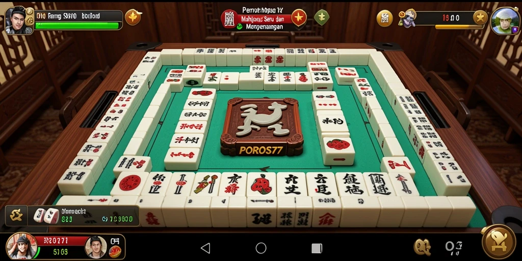 Screenshot gameplay POROS77 menampilkan suasana seru permainan Mahjong.