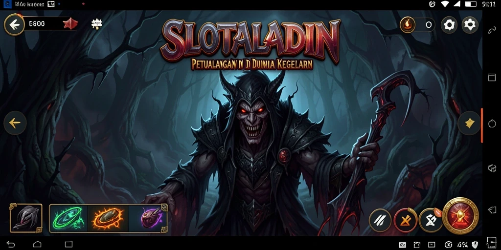 Screenshot permainan SLOTALADIN dengan suasana yang menyeramkan.